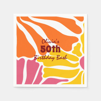 Vintage Retro Flowers Elegant & Colorful Birthday Napkins