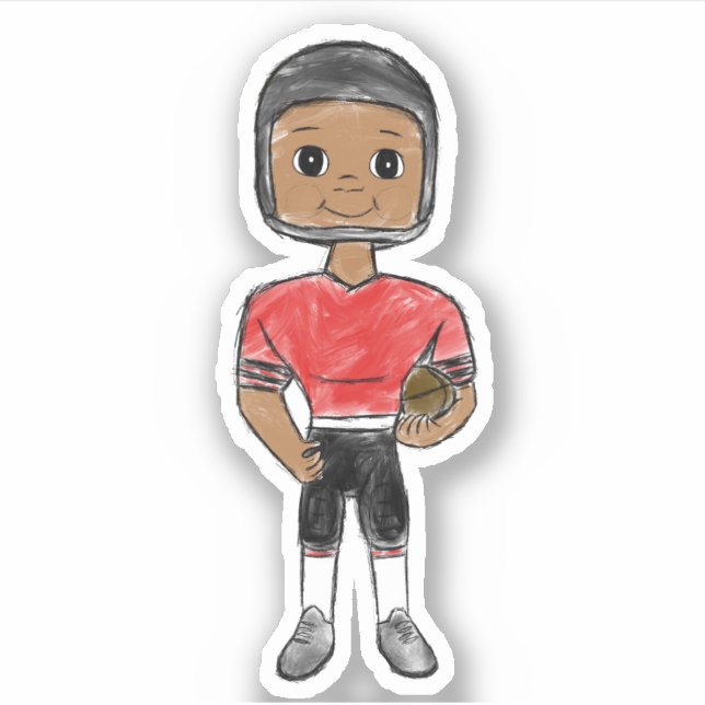 vintage retro football player black red simple sticker (Front)