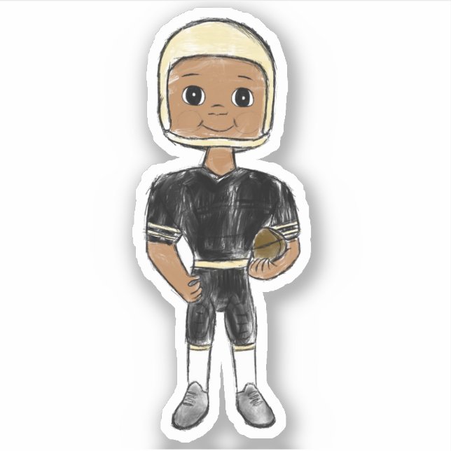 vintage retro football player black  simple  stick sticker (Front)