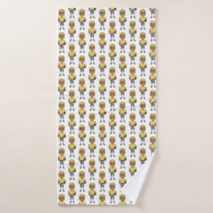vintage retro football player black yellow simple bath towel