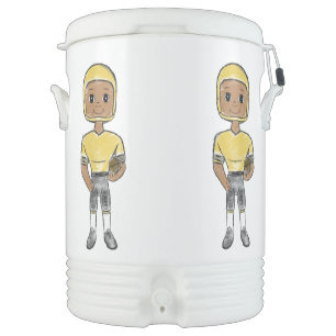 vintage retro football player black yellow simple beverage cooler
