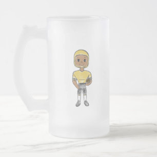 vintage retro football player black yellow simple  frosted glass beer mug