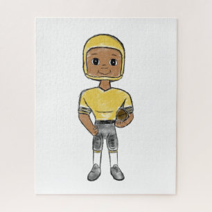 vintage retro football player black yellow simple  jigsaw puzzle