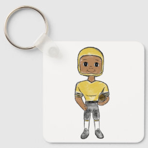 vintage retro football player black yellow simple  keychain