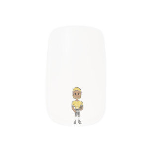 vintage retro football player black yellow simple minx nail art