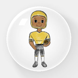 vintage retro football player black yellow simple paperweight