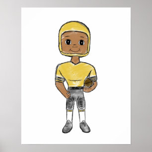 vintage retro football player black yellow simple  poster