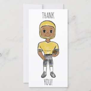 vintage retro football player black yellow simple  thank you card
