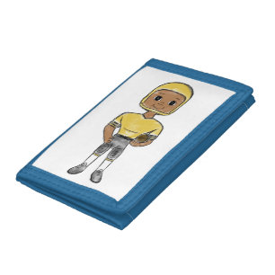 vintage retro football player black yellow simple tri-fold wallet