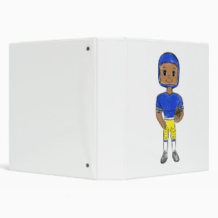 vintage retro football player blue yellow simple 3 ring binder