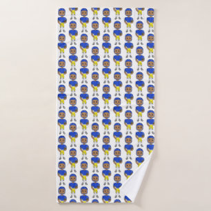 vintage retro football player blue yellow simple   bath towel