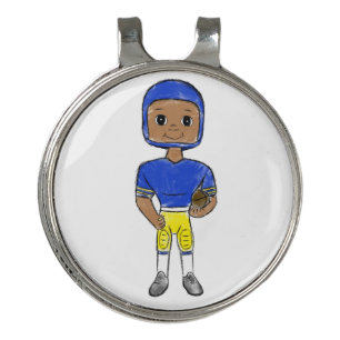 vintage retro football player blue yellow simple golf hat clip