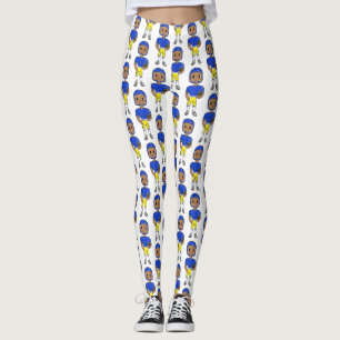 vintage retro football player blue yellow simple leggings