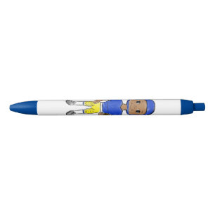 vintage retro football player blue yellow simple pen