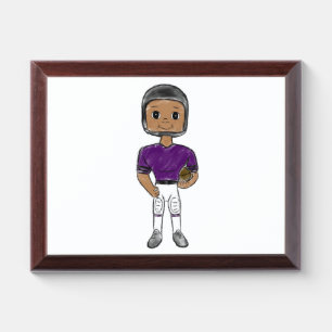 vintage retro football player purple black simple award plaque