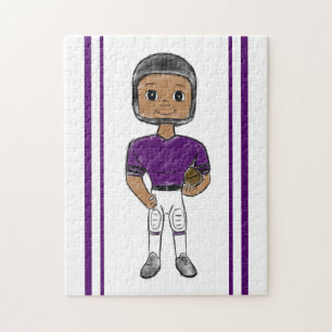 vintage retro football player purple black  simple jigsaw puzzle