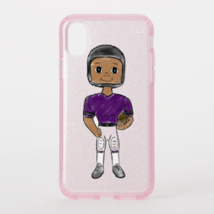 vintage retro football player purple black simple speck iPhone XS case
