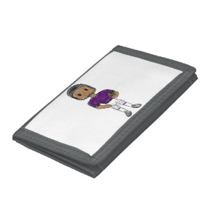 vintage retro football player purple black  simple tri-fold wallet