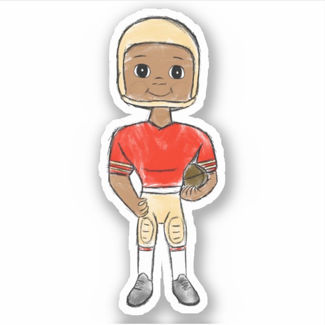 vintage retro football player red gold simple sticker (Front)