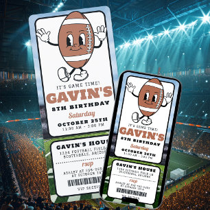 Vintage Retro Football Ticket Sport Birthday Party Invitation