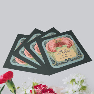 Vintage Retro French Floral Art Nouveau Frame Square Business Card