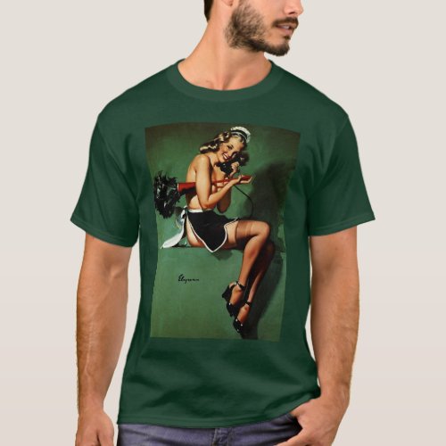 Vintage Retro French Maid Pinup Girl T_Shirt