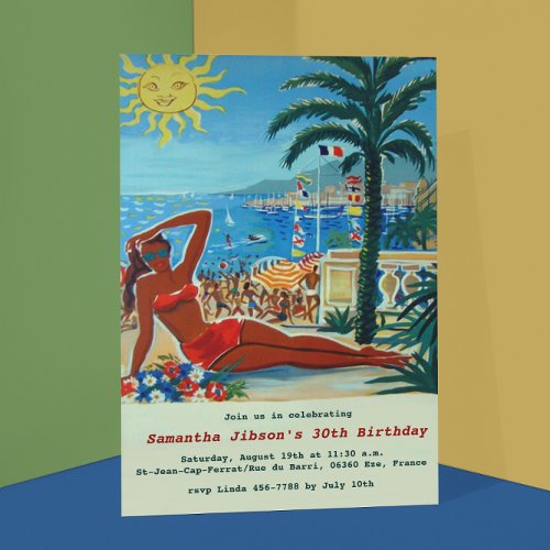 Vintage Retro French Riviera Summer Party Invite