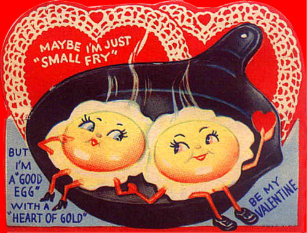 Vintage Retro Fried Eggs Valentine Holiday Postcard