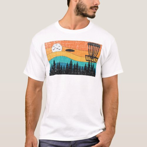 Vintage Retro Frisbee Disc Golf Frolf Tree Forest T_Shirt