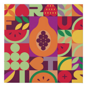 Vintage retro fruit vintage seamless pattern. Abst Faux Canvas Print