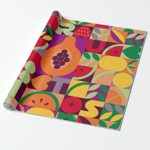 Vintage retro fruit vintage seamless pattern. Abst Wrapping Paper