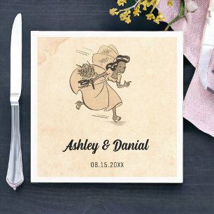 Vintage Retro Funny Bride Rustic Old Comic Wedding Napkins