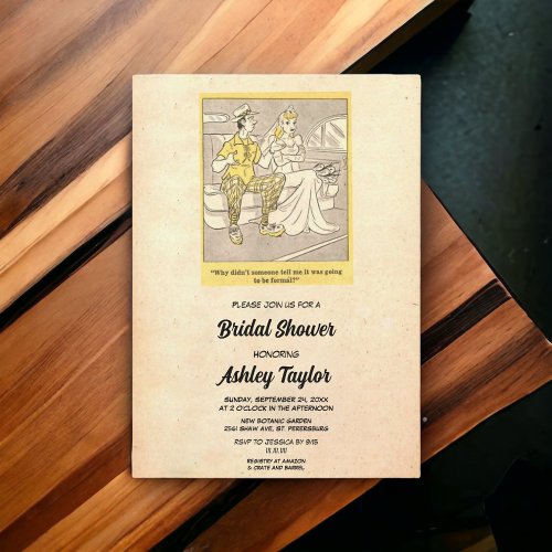 Vintage Retro Funny Couple Rustic Bridal Shower Invitation