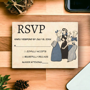 Vintage Retro Funny Engagement Ring Rustic Wedding RSVP Card