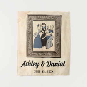 Vintage Retro Funny Engagement Ring Rustic Wedding Tapestry