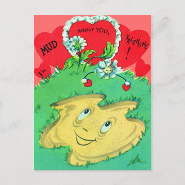 Vintage Retro Funny Mud Puddle Valentine Card (Front)