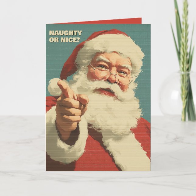 Vintage Retro Funny Santa Christmas Card (Front)