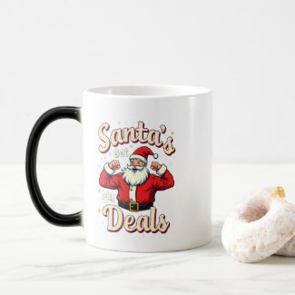 Vintage Retro Funny Santa Flexing Christmas Deals Color Morph Mug