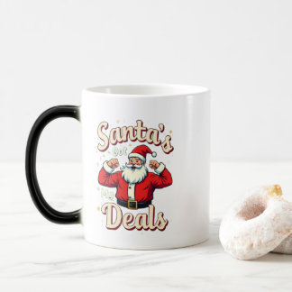 Vintage Retro Funny Santa Flexing Christmas Deals Color Morph Mug