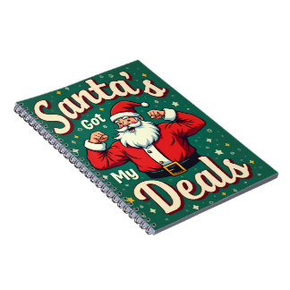 Vintage Retro Funny Santa Flexing Christmas Deals Notebook
