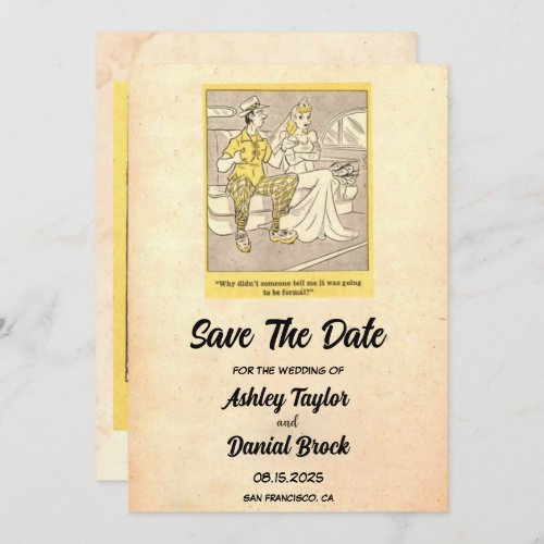 Vintage Retro Funny Sarcasm Wedding Save the Date Invitation