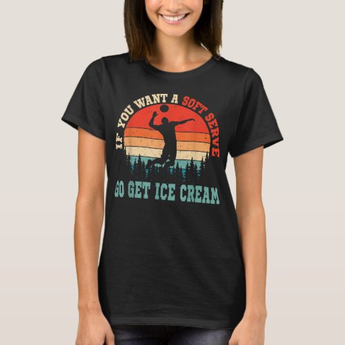 Vintage Retro Funny Soft Serve Ice Cream Volleybal T_Shirt