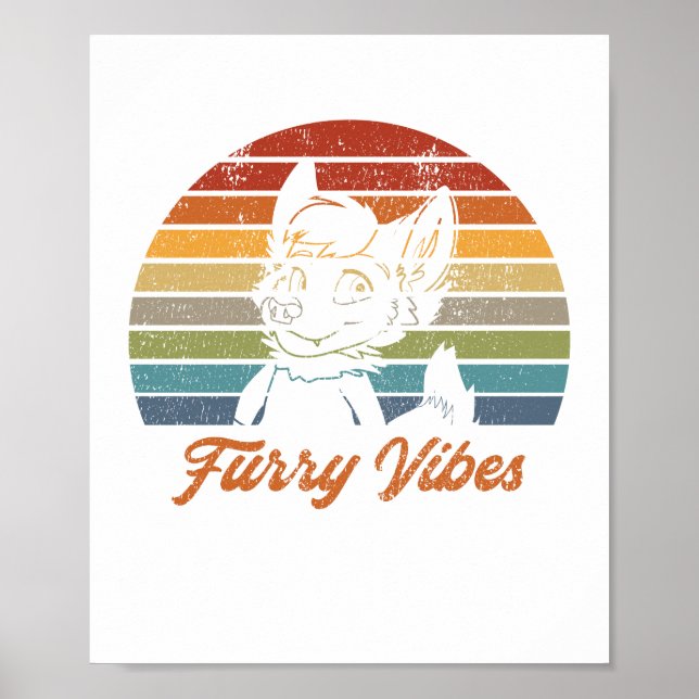 Vintage Retro Furry Fibes Fandom Fursuiter Gift Poster (Front)