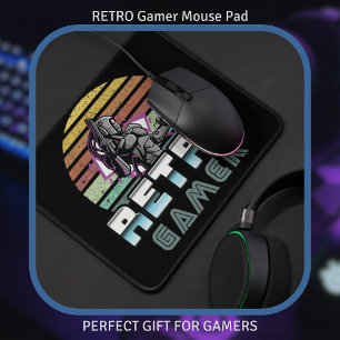 Vintage Retro Gamer Robot Vintage PC Sticker Art Mouse Pad