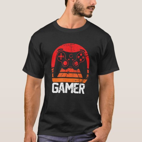 Vintage Retro Gamer Video Game Player Boys Teens M T_Shirt