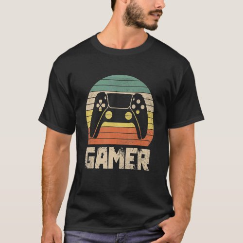 Vintage Retro Gamer Video Game Player Boys Teens M T_Shirt