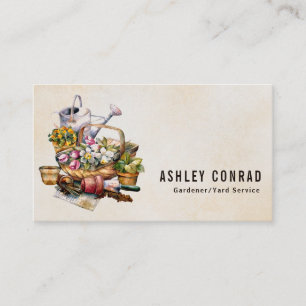 Vintage Retro Gardener Yard Service Business Card