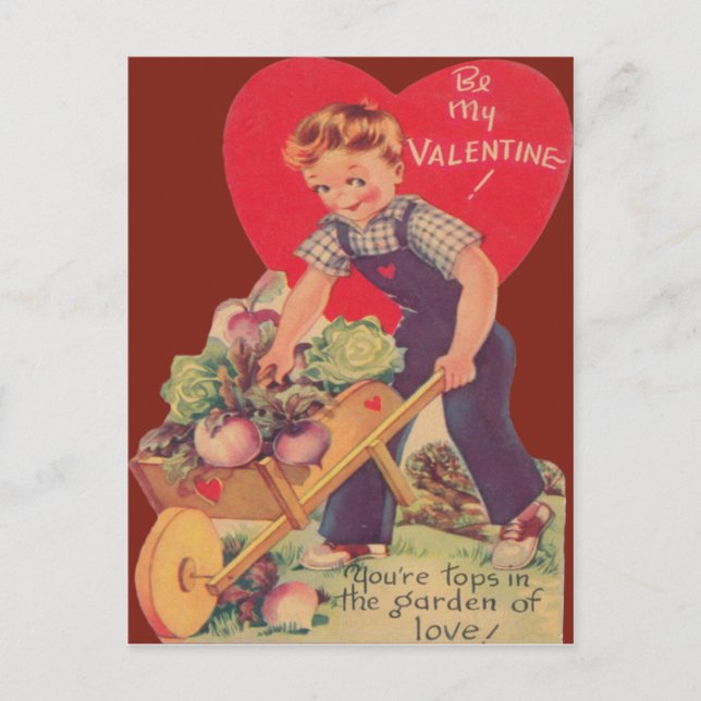 Vintage Retro Gardening Valentine Card (Front)