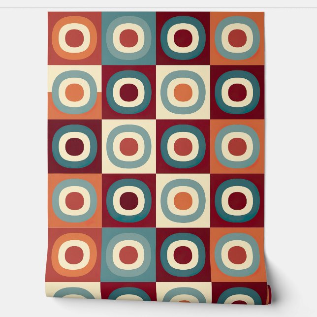 Vintage Retro Geometric Circles Pattern Wallpaper (Unrolling)