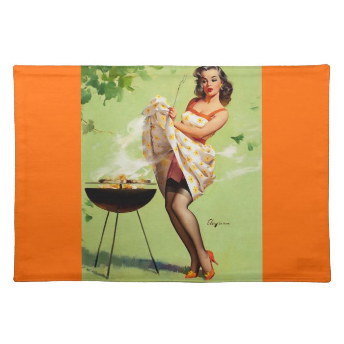 Vintage Retro Gil Elvgren Barbeque Pin Up Girl Place Mats